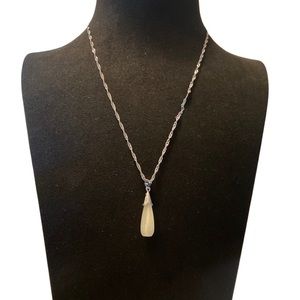 Lucite Teardrop Pendant on silver tone chain